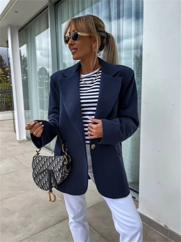 Damen modischer Blazer mit integrierter Kapuze und stilvoller Hose Drune