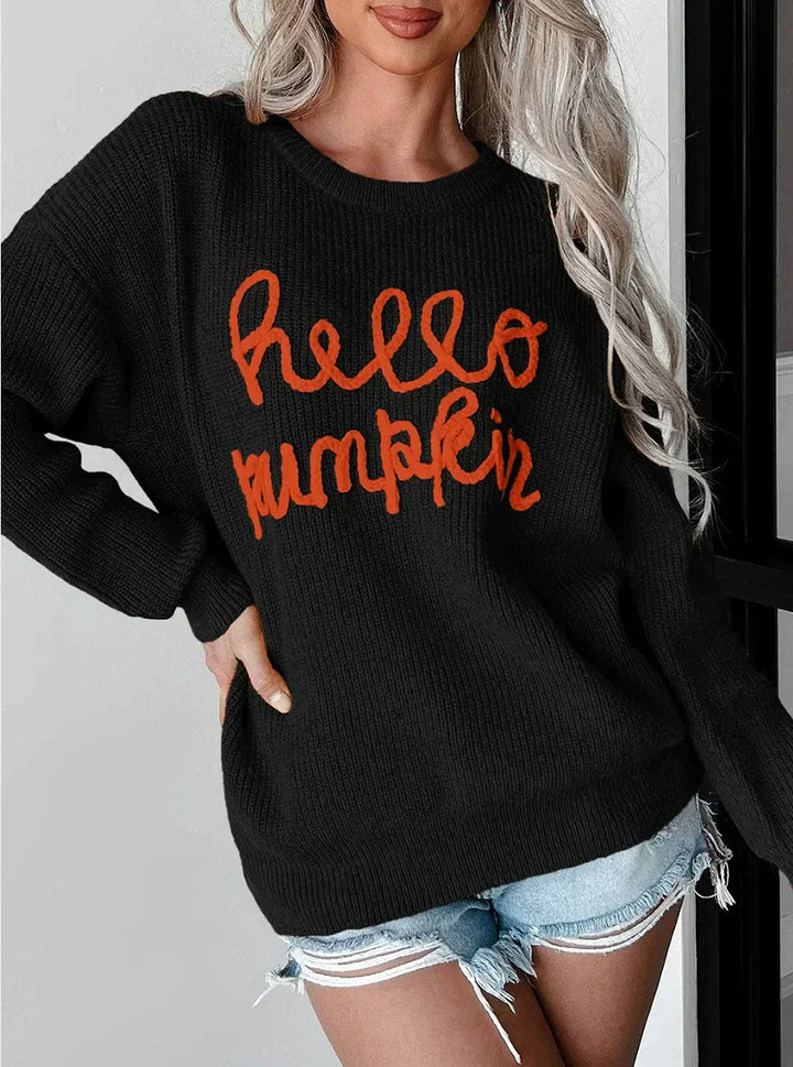 Drune | Sweatshirt - Relaxed Fit - Gestrickte Wollmischung - Ribbelstruktur - Buchstaben Detail