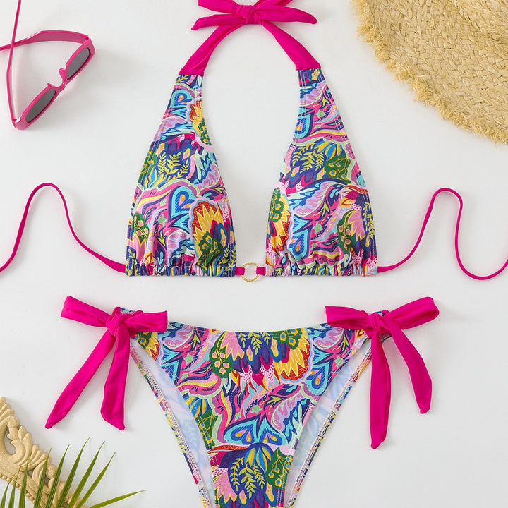 Damen Bikini-Set mit buntem Floral-Design und verstellbaren Bindebändern Drune