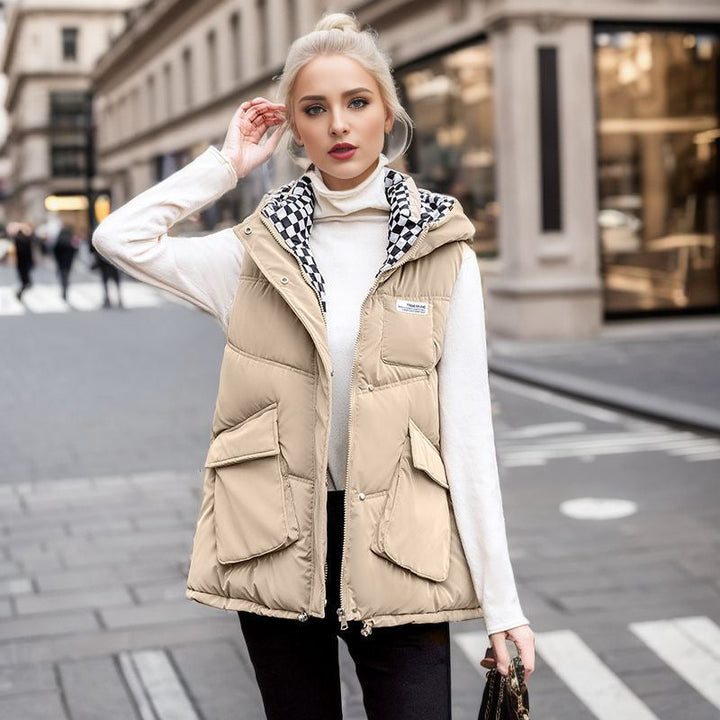 Damen gesteppte Winterweste mit verstellbarer Kapuze und praktischen Taschen Drune