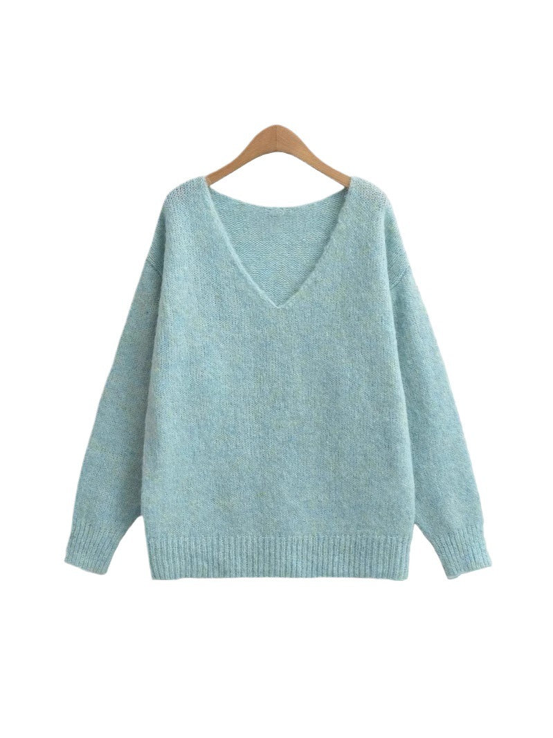 Damen Oversized V-Ausschnitt Pullover aus weichem Strick Drune