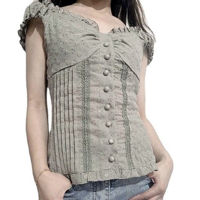 Damen Rüschenshirt mit floralen Details Drune