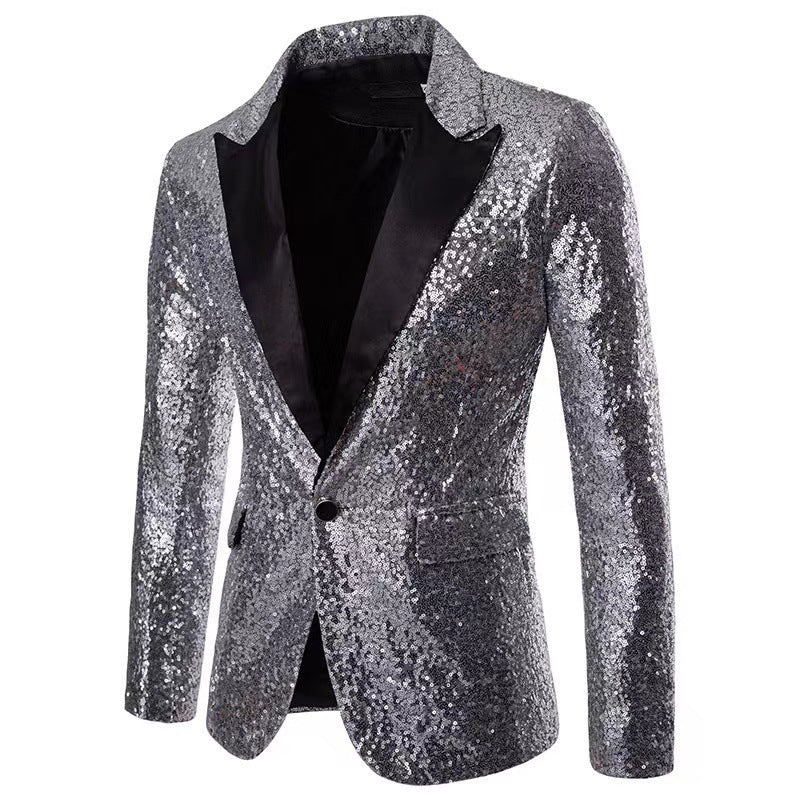 Herren schimmernder Pailletten Blazer Drune