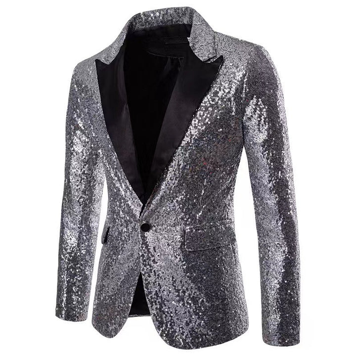 Herren schimmernder Pailletten Blazer Drune