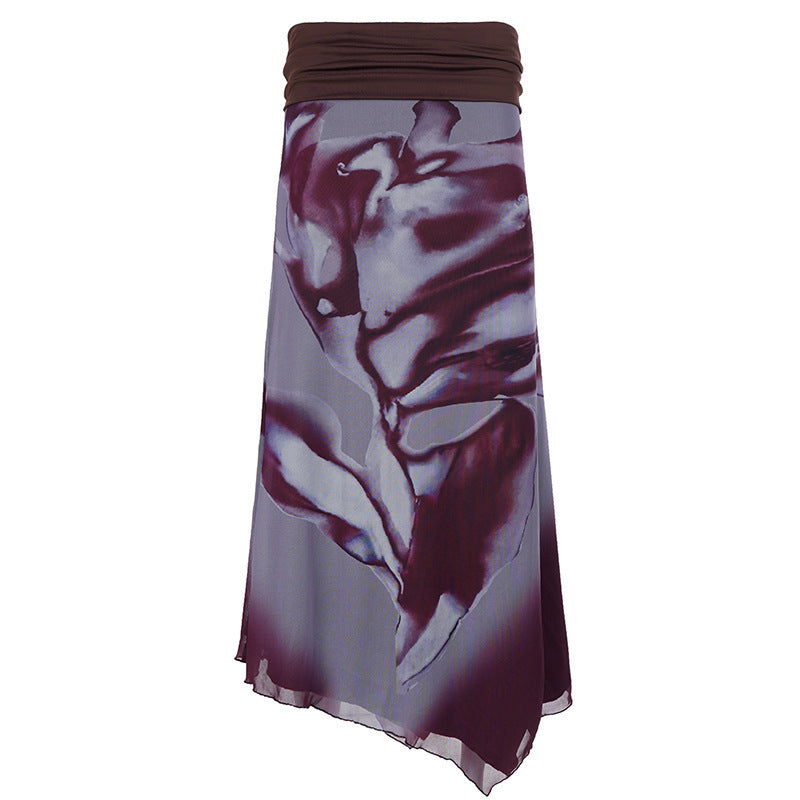 Damen Eleganter Maxirock mit farbenfrohem floralem Muster und komfortablem elastischem Bund Drune