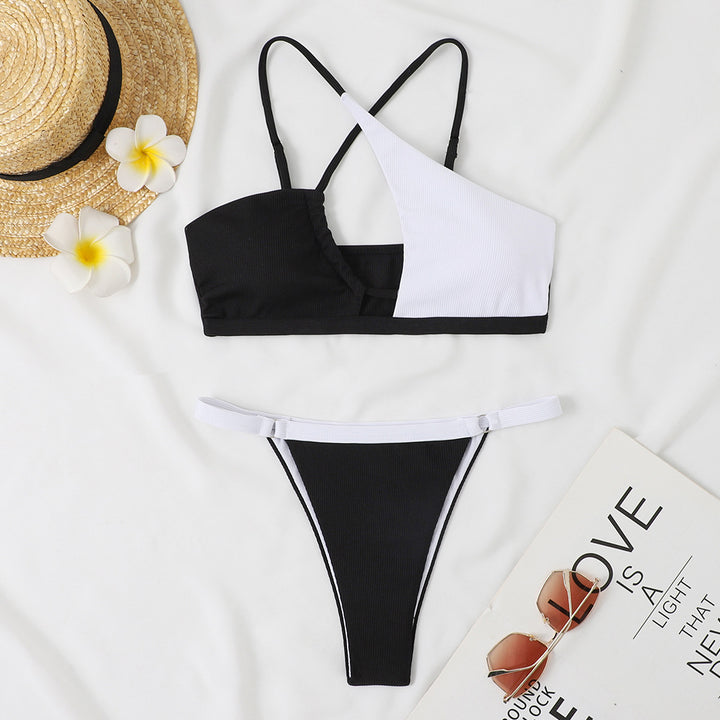 Damen Bikini-Set mit asymmetrischem Oberteil und hohem Beinausschnitt Drune