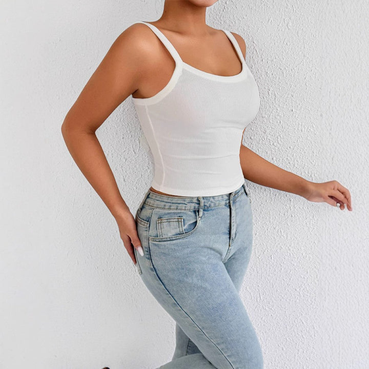 Damen Basic Tops mit verstellbaren Trägern und figurbetontem Schnitt Drune