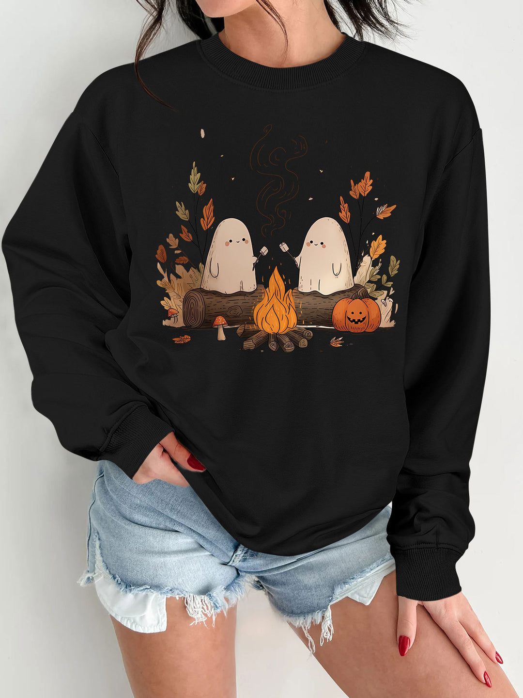 Damen Sweatshirt mit verspieltem Gruselmotiv und bequemer Passform Drune