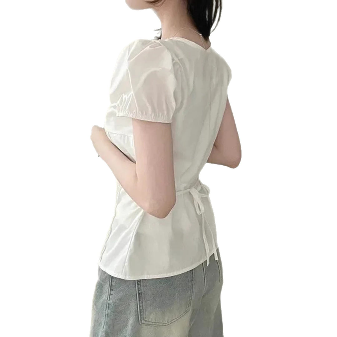 Damen Elegantes Blusenoberteil mit Rüschendetails und taillierter Silhouette Drune