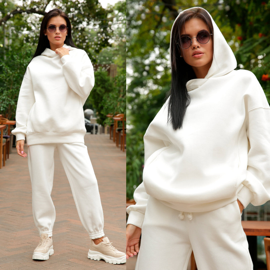 Damen bequemer Kapuzenpullover und Jogginghose Set Drune