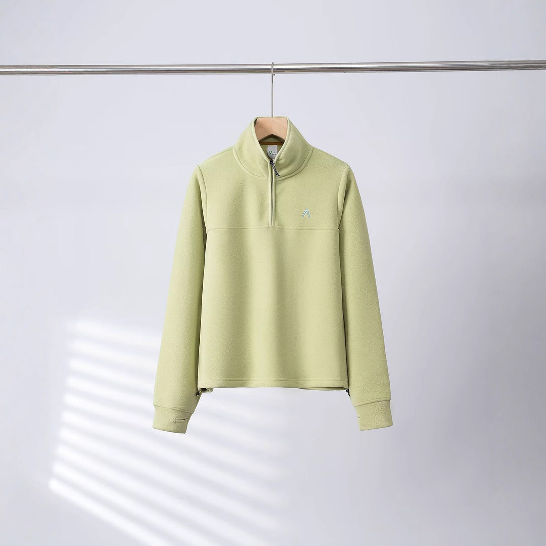 Damen Fleece-Pullover mit halbem Reißverschluss und elastischen Bündchen Drune