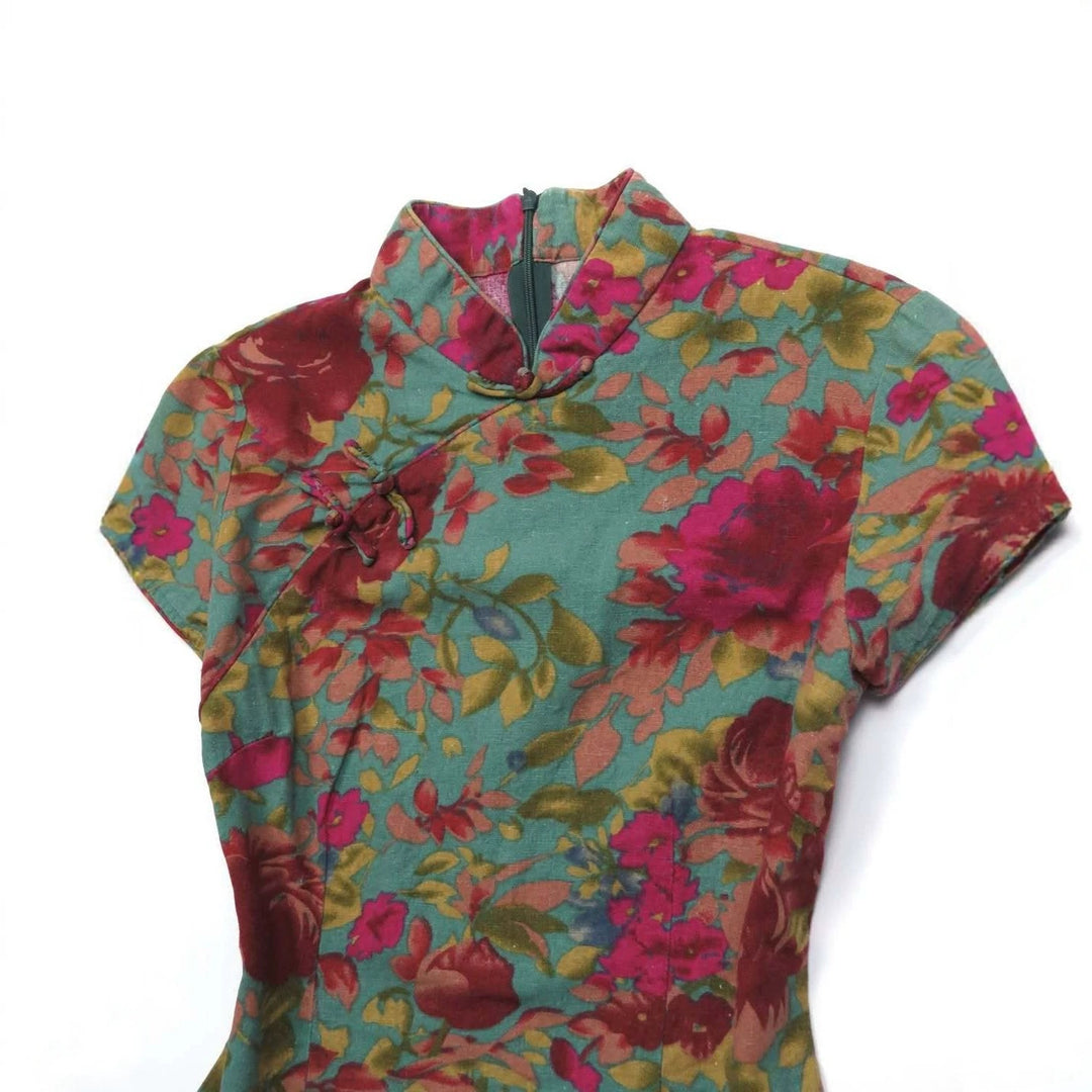 Damen Blumiges Oberteil mit Stehkragen Drune