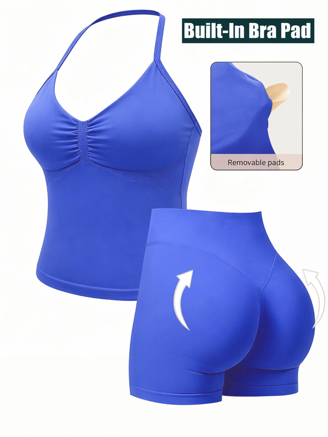 Damen Sportlicher Jumpsuit mit Raffungen und verstellbaren Trägern Drune
