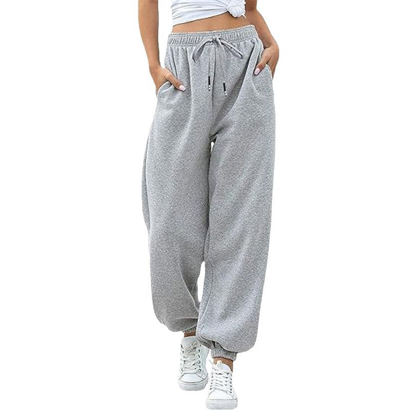 Damen nan weite Jogginghose mit hohem Bund elastischen Bündchen und Seitentaschen Drune