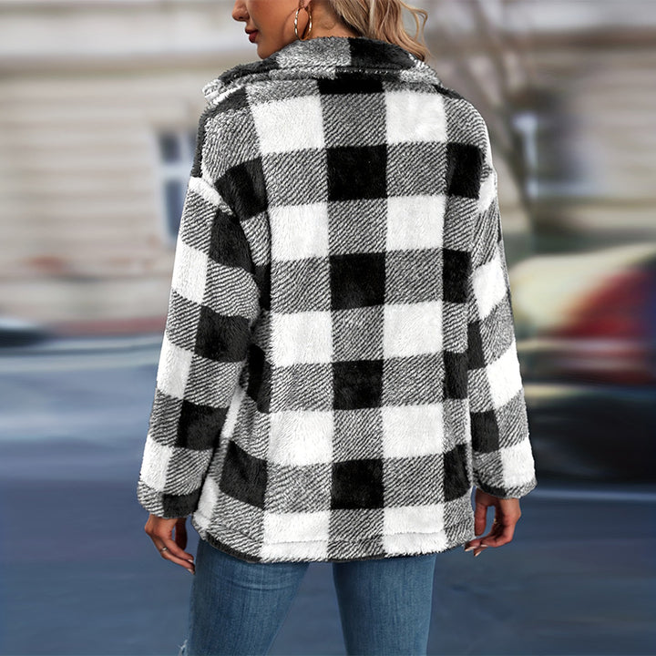 Damen Fleecepullover im Karodesign Drune