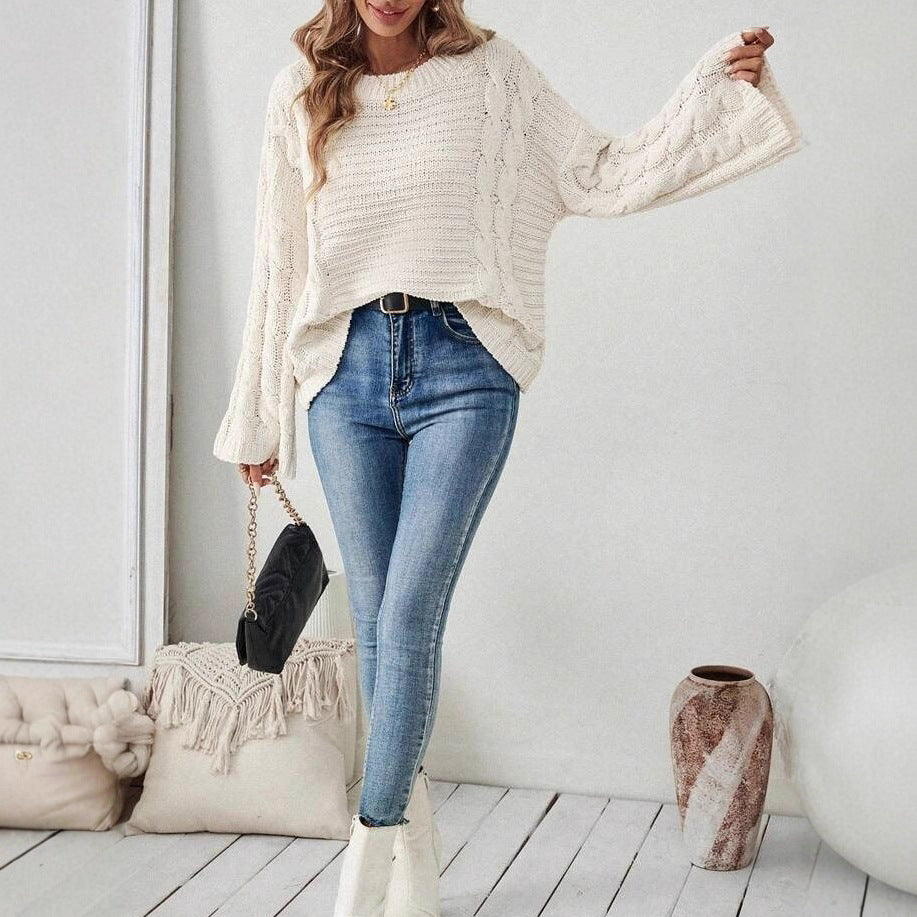 Damen Großer Strickpullover mit zeitloser Zopfmuster-Optik Drune