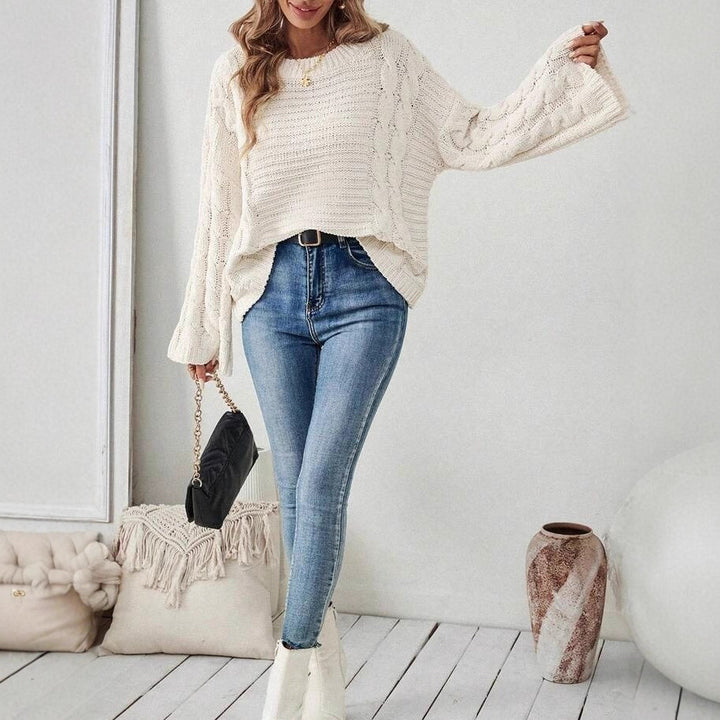 Damen Großer Strickpullover mit zeitloser Zopfmuster-Optik Drune