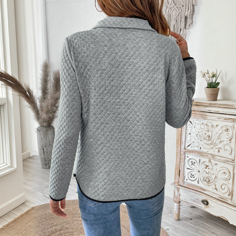 Damen Stepppullover mit hohem Kragen und praktischer Kängurutasche Drune