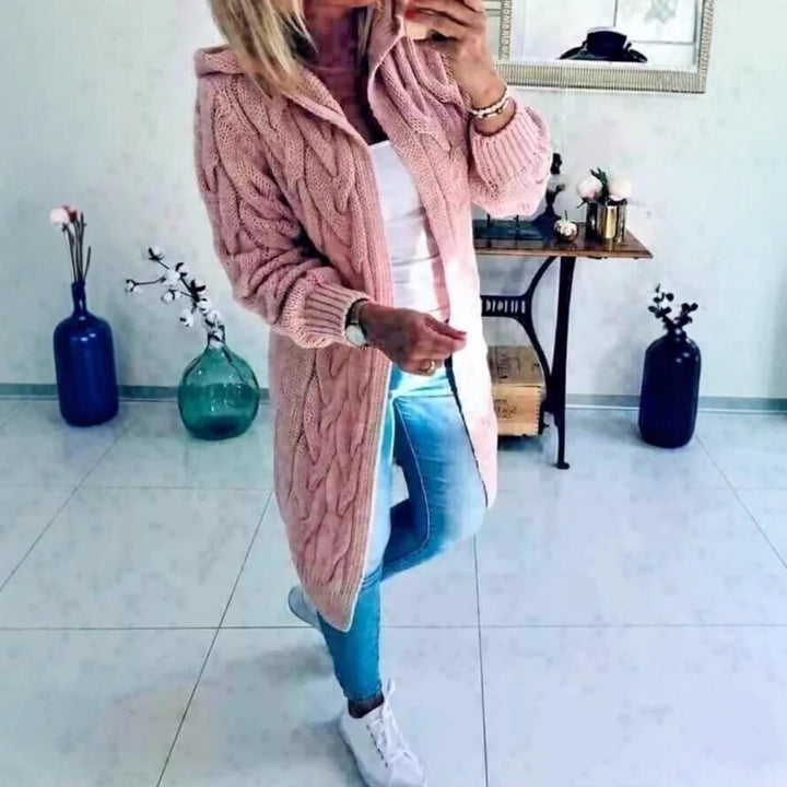 Damen Strickjacke mit modischem Zopfmuster Drune
