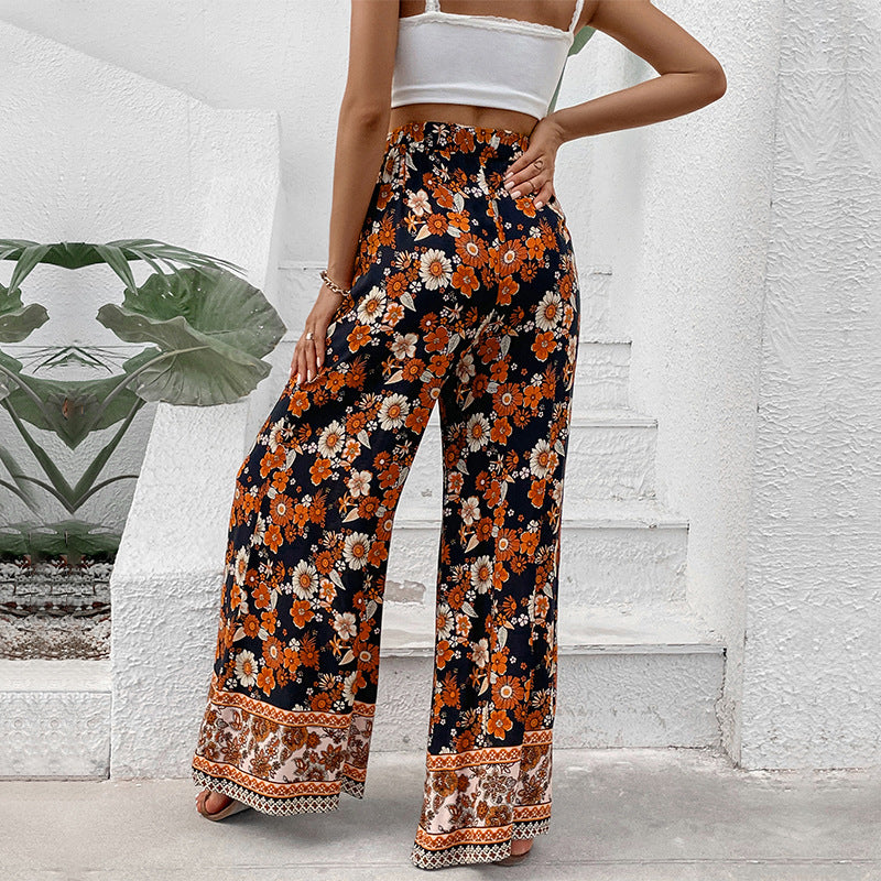 Damen weite Blumen-Hosen Drune