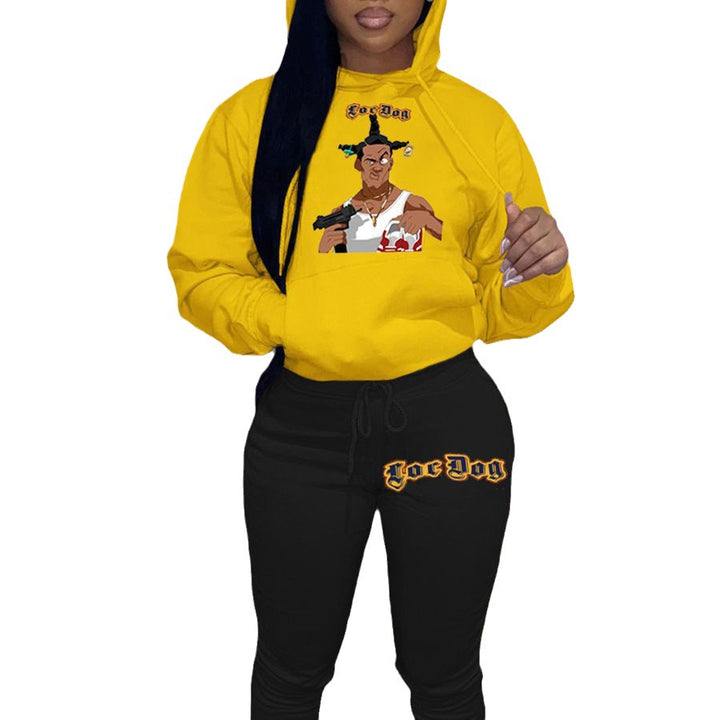 Damen Hoodie und Jogginghose Set mit auffälligem Grafikdesign Drune