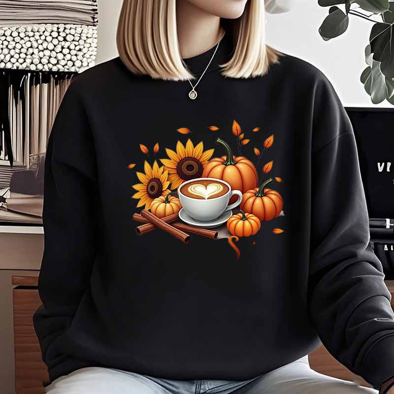Damen Sweatshirt mit herbstlichem Motiv und besonderem Druck Drune
