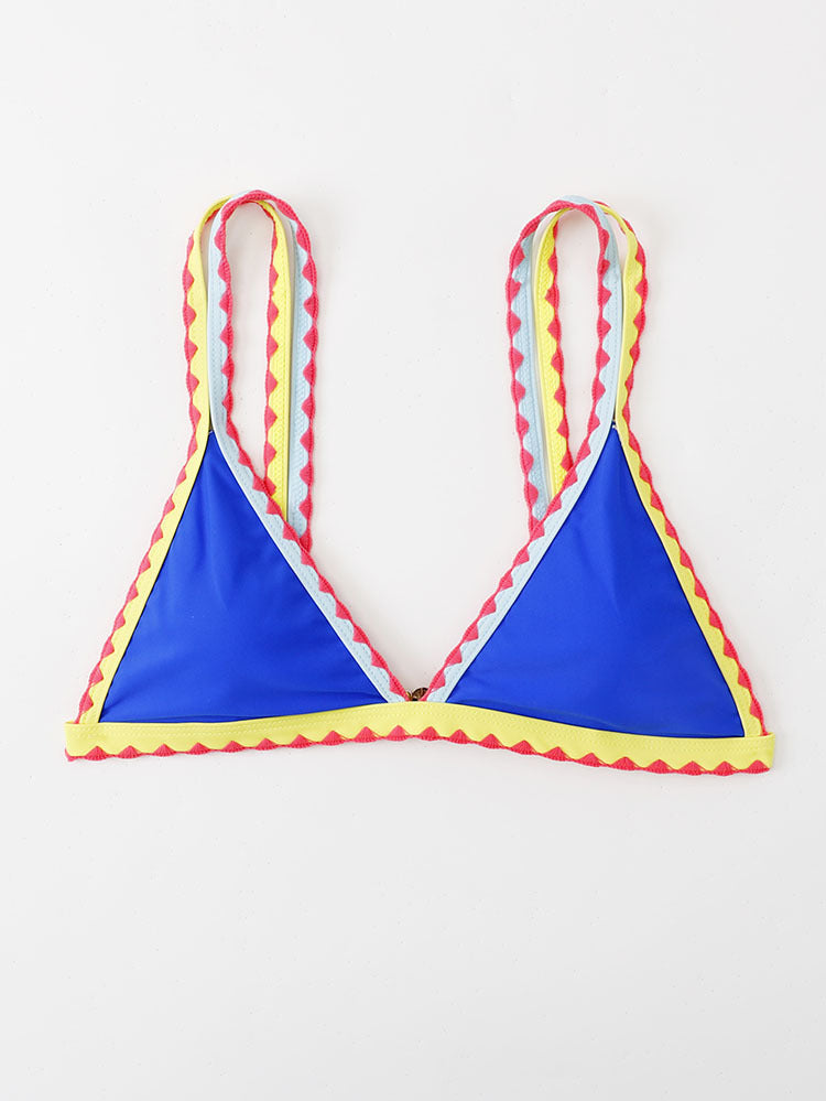 Damen Triangel-Bikini mit buntem Spitzenband Drune