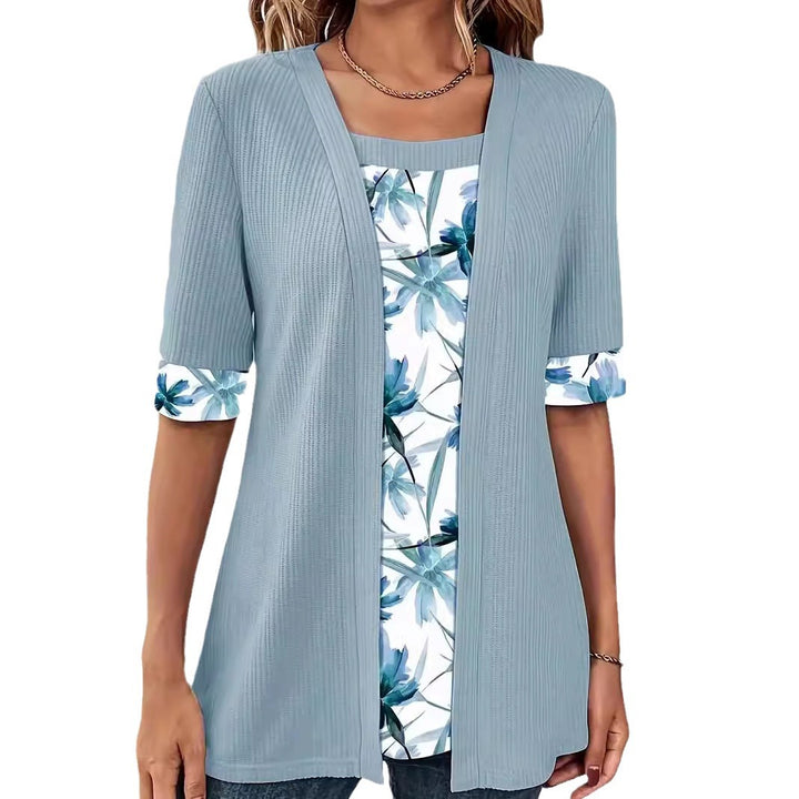 Damen lässige Cardigan mit floralem Innenfutter Drune