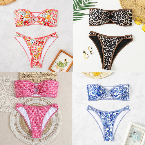 Damen Bandeau Badeanzug Set Drune