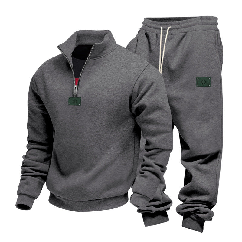 Herren nan komfortables Halbzip-Sweatset mit tapered Jogginghose und elastischem Tunnelzug Drune
