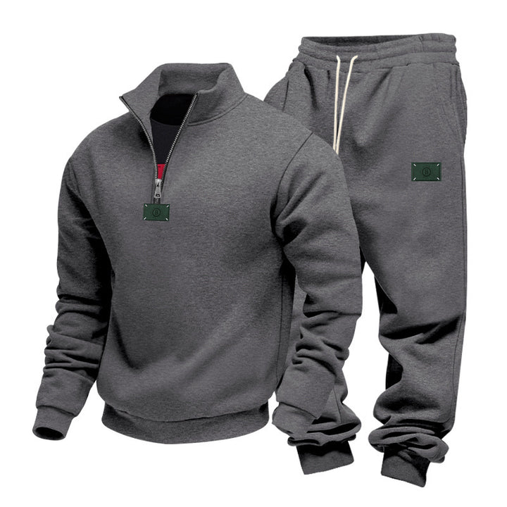 Herren nan komfortables Halbzip-Sweatset mit tapered Jogginghose und elastischem Tunnelzug Drune