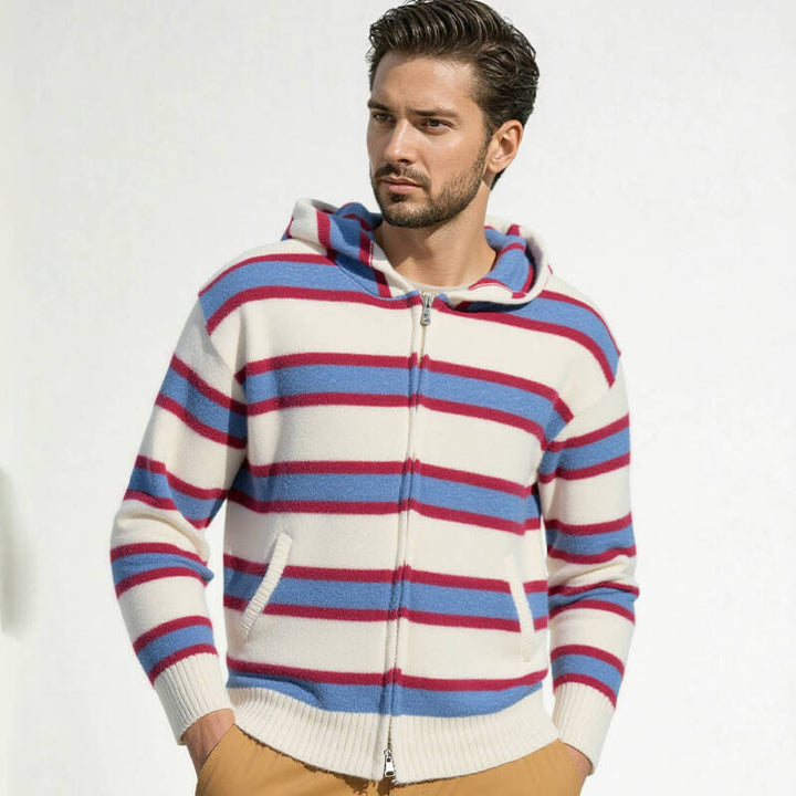 Herren gestreifte Kapuzenjacke aus weichem Material Drune