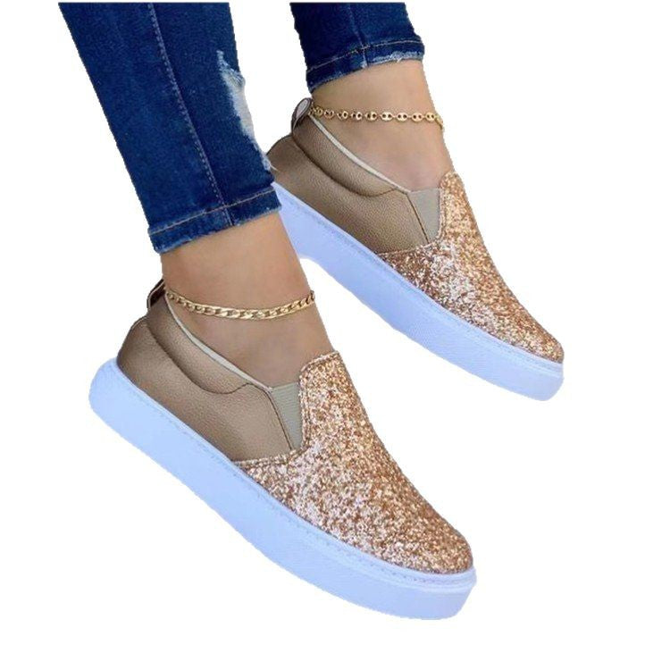 Damen Slip-On Sneakers mit glitzerndem Obermaterial und bequemem Einstieg Drune