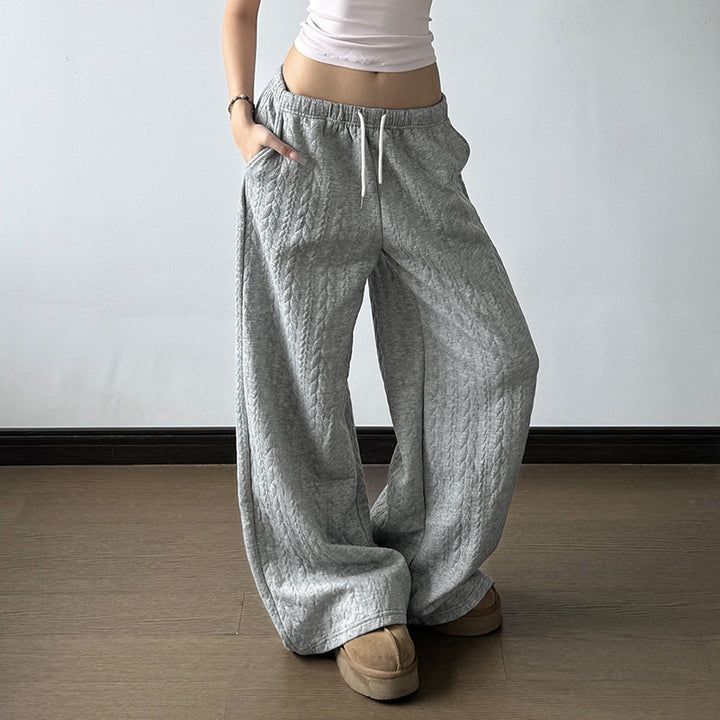 Damen nan weite Palazzo-Loungehose aus weichem Jersey mit Tunnelzug und Komfortbund Drune