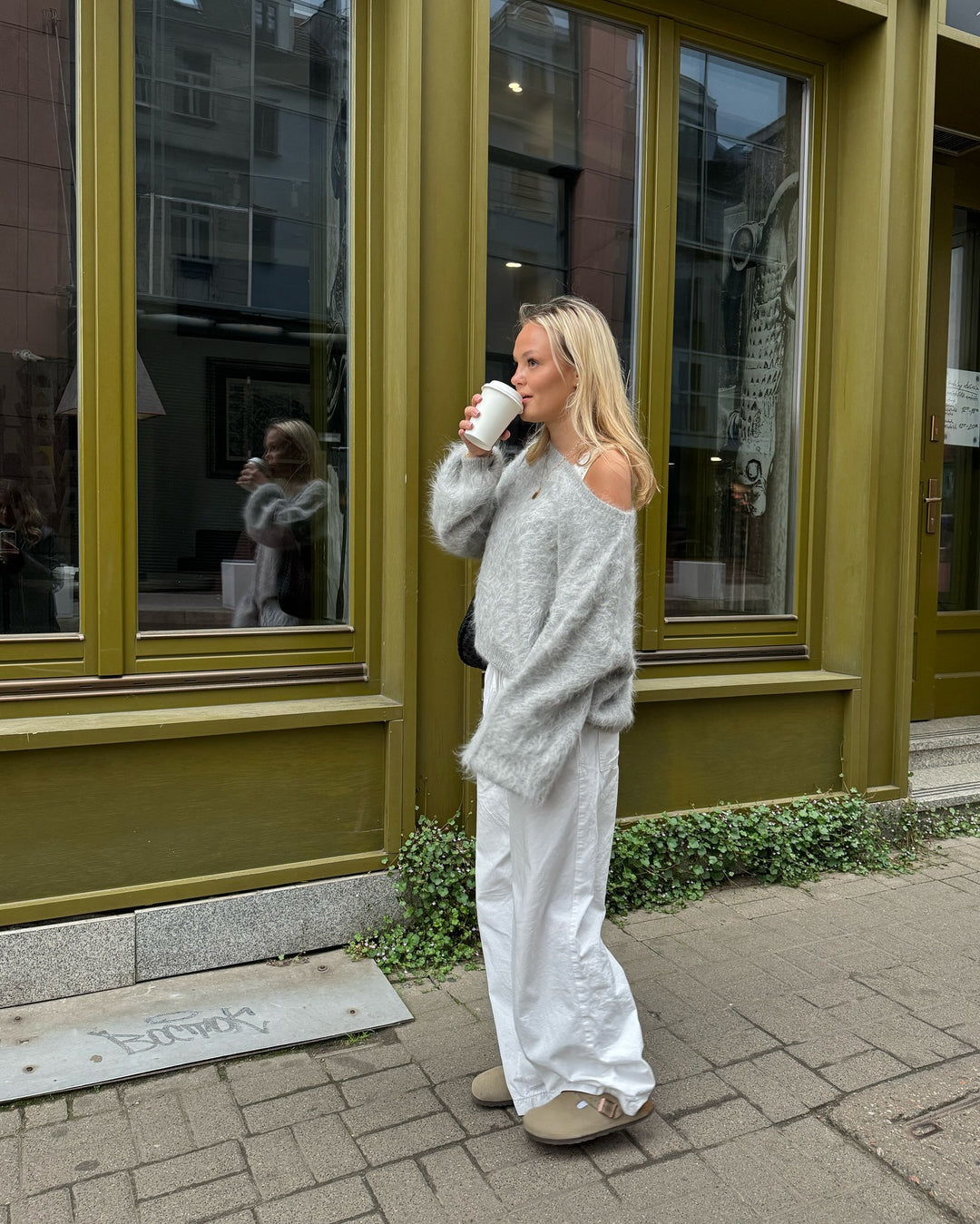 Damen Weicher Pullover aus Mohair-Mix mit oversized Ärmeln Drune