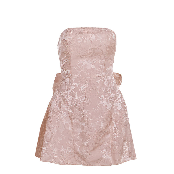 Damen schulterfreies Cocktailkleid mit elegantem Schleifendetail Drune