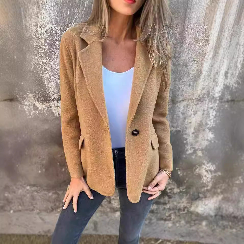 Damen elegante Blazerjacke aus weichem Fleece Drune
