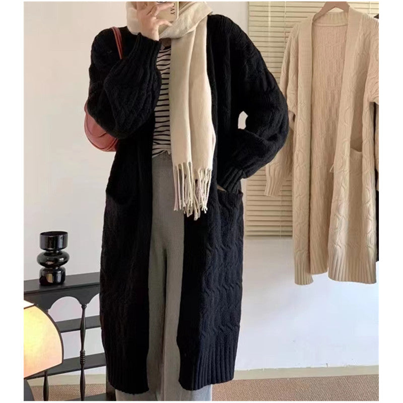 Damen Grobstrick-Cardigan mit Taschen und V-Ausschnitt Drune
