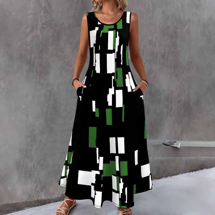 Damen Maxikleid mit buntem Grafikdesign Drune