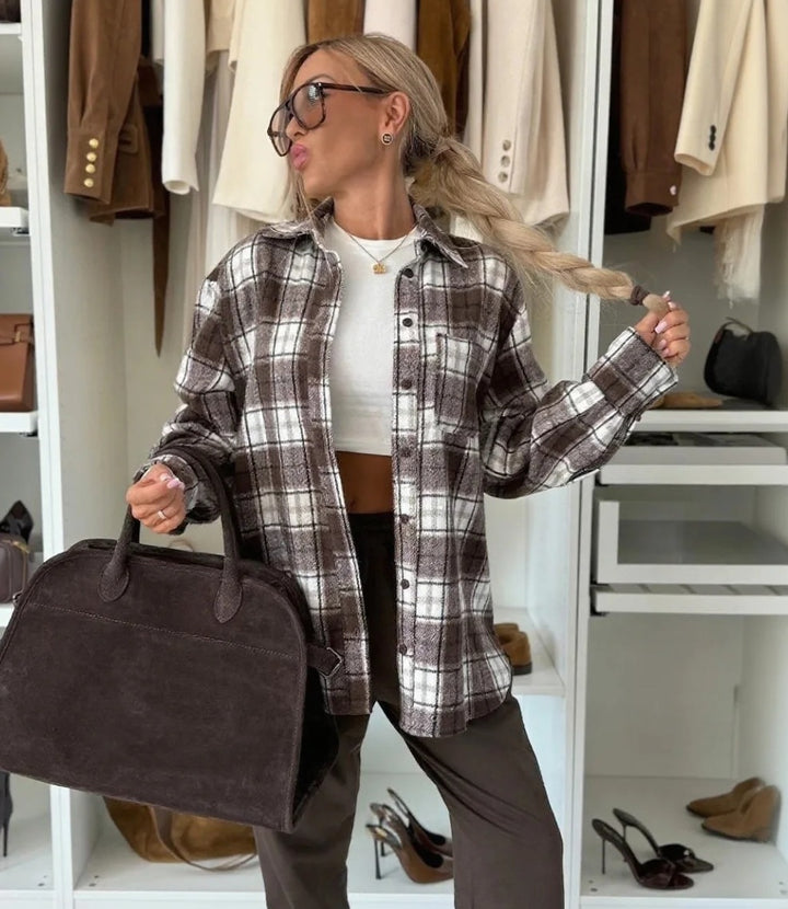 Damen Karierte Overshirt Drune