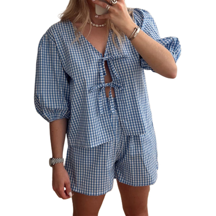 Damen kariertes Freizeit-Set Drune