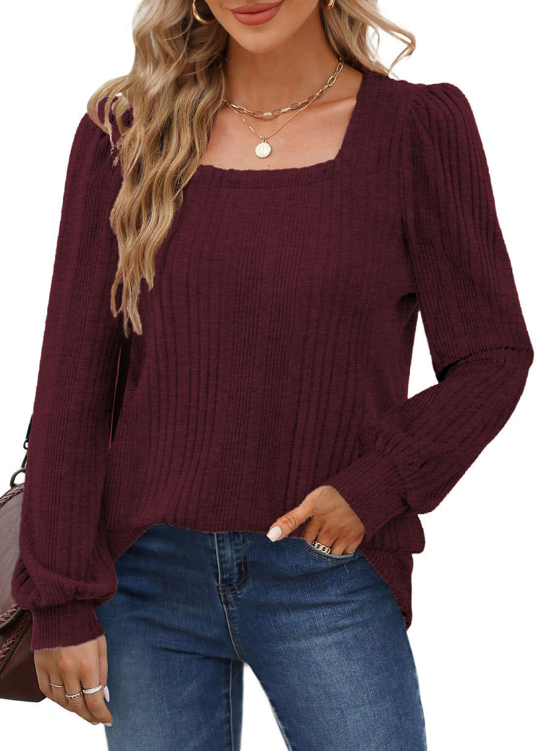 Damen modischer Strickpullover mit strukturiertem Rippenmuster und weitem Schnitt Drune