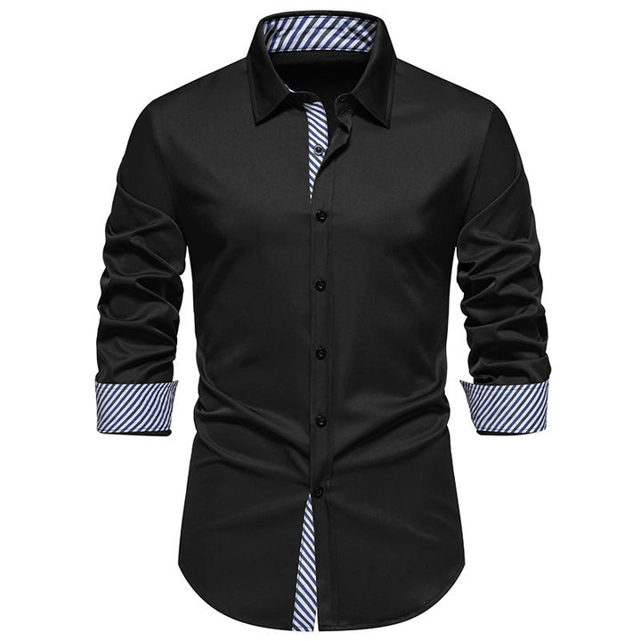 Herren Stilvolles Langarmhemd mit gestreiftem Detail Drune