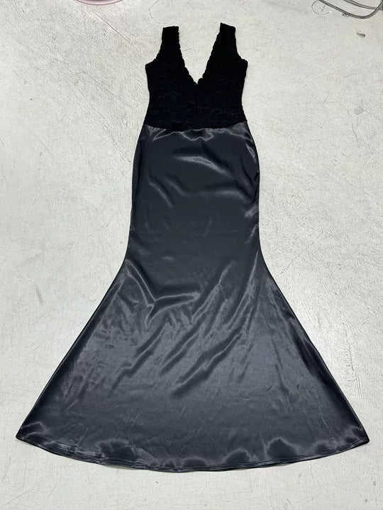 Damen Elegantes Maxikleid mit tiefem V-Ausschnitt und romantischem Spitzenoberteil Drune