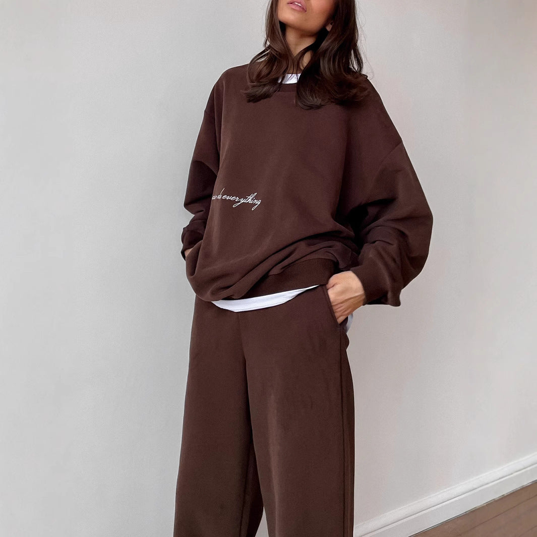 Damen gemütlicher Sweater und entspannte Hose Set Drune