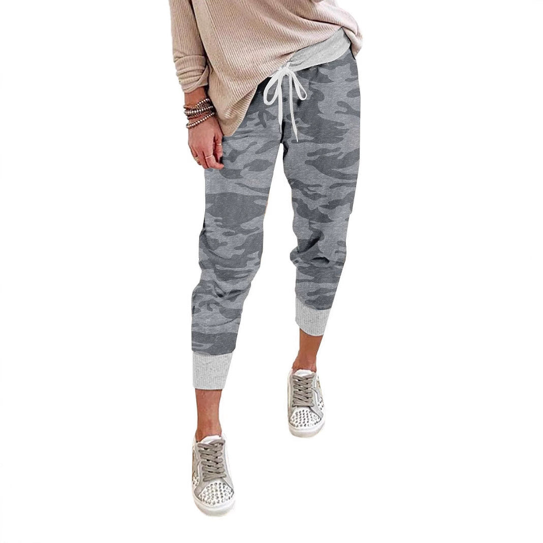 Damen bequeme Camouflage Jogginghose mit elastischem Bund und Bündchen Drune