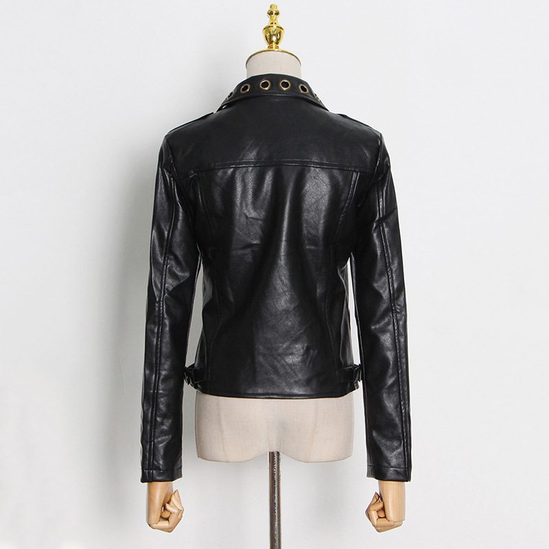 Drune | PU-Leder Bikerjacke - Kühne Ösen-Details - Strukturierte Passform - Aussagekräftige Oberbekleidung