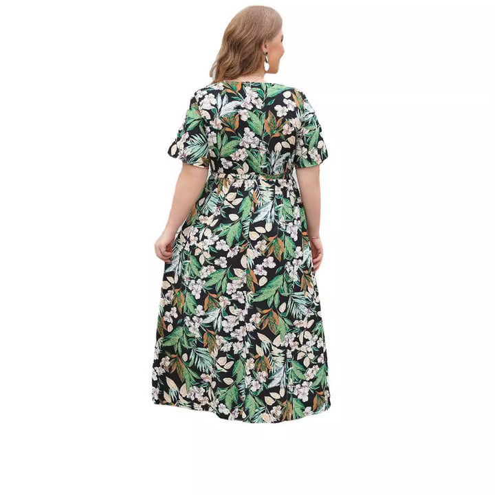 Damen Maxikleid mit aufwendig gestaltetem Band und zeitloser Musterung Drune