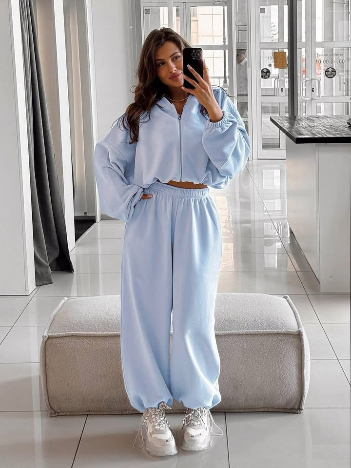 Damen modisches und gemütliches Kapuzen-Sweat-Set Drune