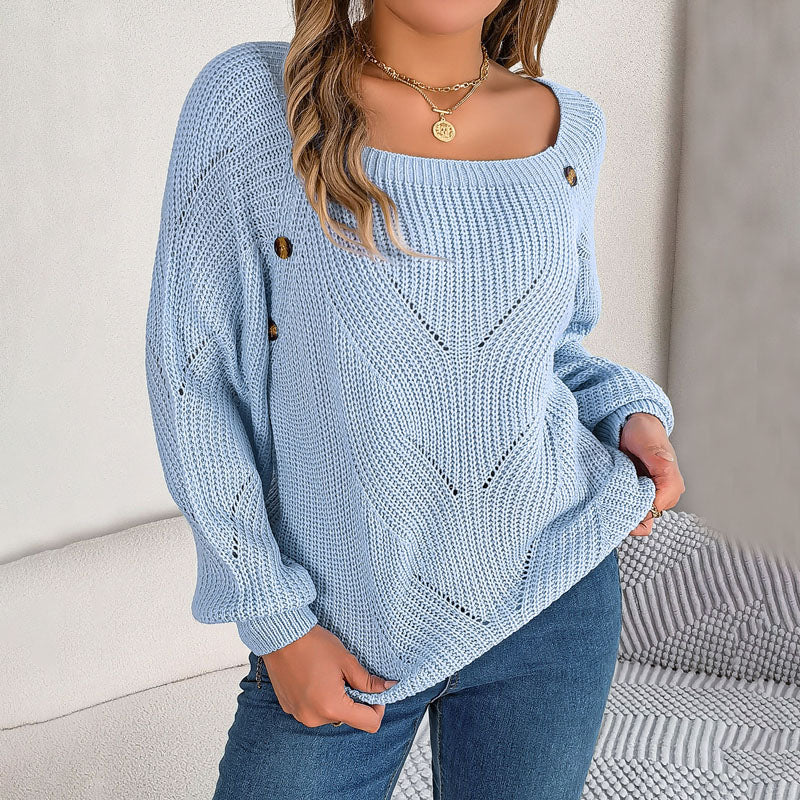 Drune | Klassischer Einfarbiger Strickpullover für Damen